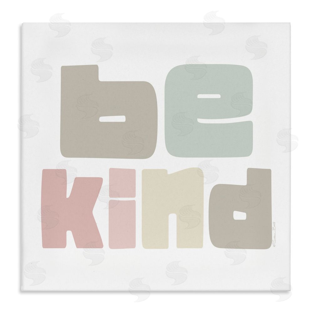 Susan Ball Be Kind Minimalist Pastel Stretched Canvas Wall Art Print