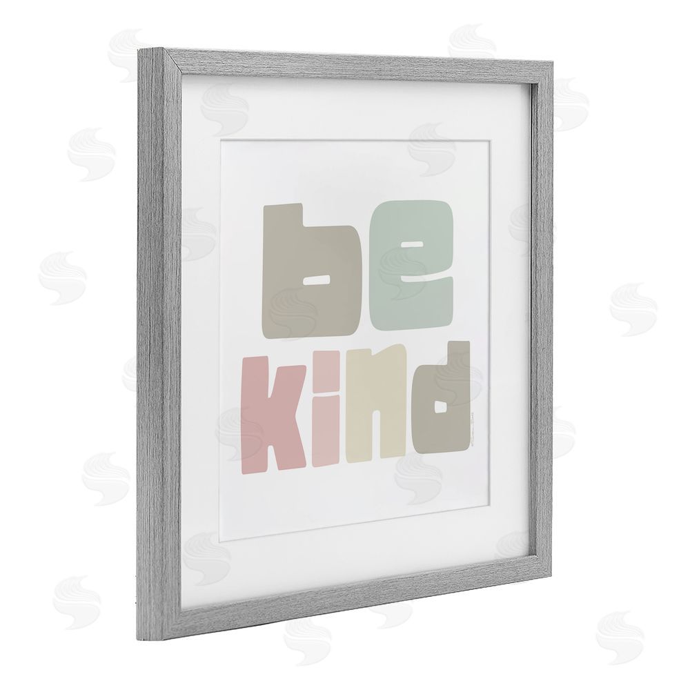Susan Ball Be Kind Minimalist Pastel Gray Framed Print Under Glass Wall Art