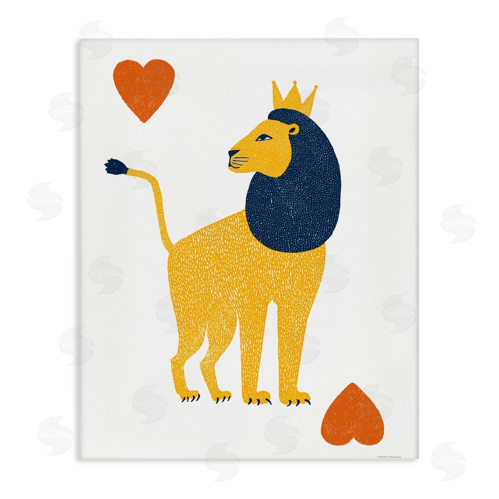 Svetlana Aleynikova Lion & Hearts Card Stretched Canvas Wall Art Print
