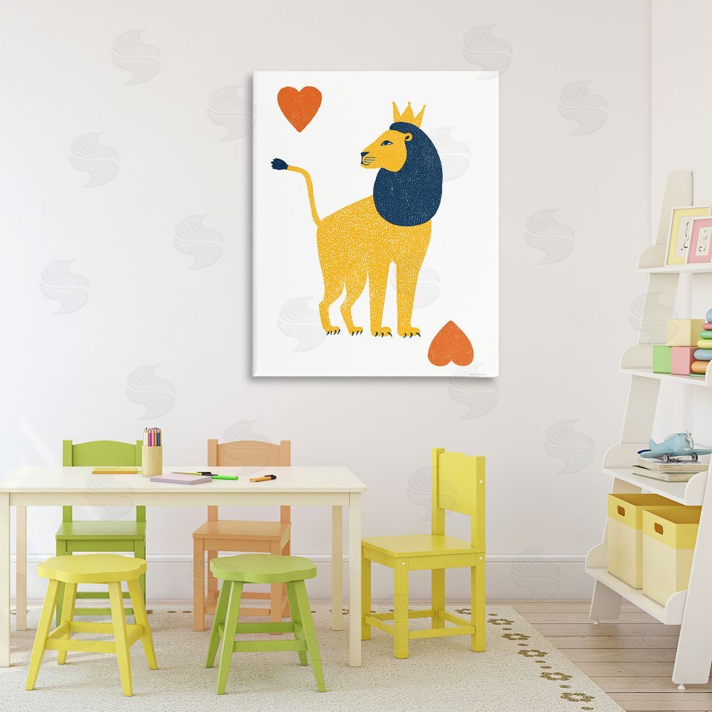 Svetlana Aleynikova Lion & Hearts Card Stretched Canvas Wall Art Print in Room