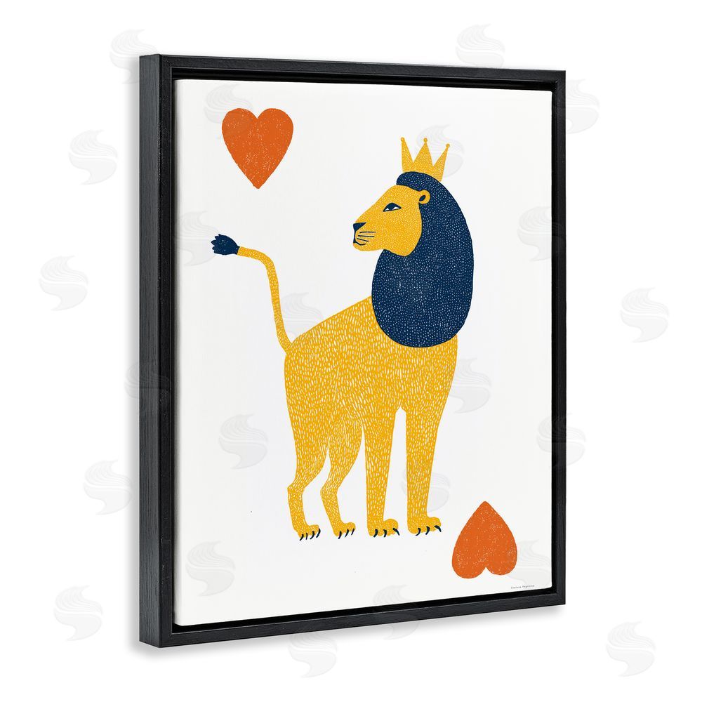 Svetlana Aleynikova Lion & Hearts Card Black Floating Frame Canvas Wall Art Print