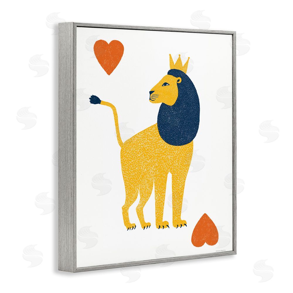 Svetlana Aleynikova Lion & Hearts Card Gray Framed Giclee Print Wall Art