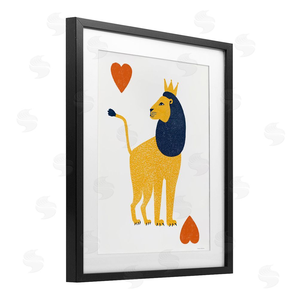 Svetlana Aleynikova Lion & Hearts Card Black Framed Print Under Glass Wall Art