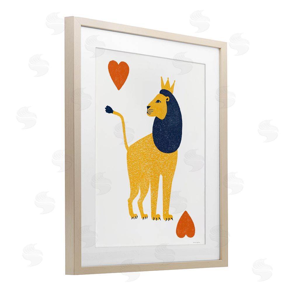 Svetlana Aleynikova Lion & Hearts Card Brown Framed Print Under Glass Wall Art