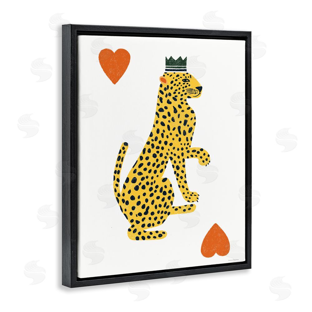 Svetlana Aleynikova Leopard & Hearts Card Black Floating Frame Canvas Wall Art Print