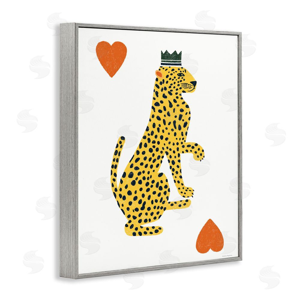 Svetlana Aleynikova Leopard & Hearts Card Gray Framed Giclee Print Wall Art