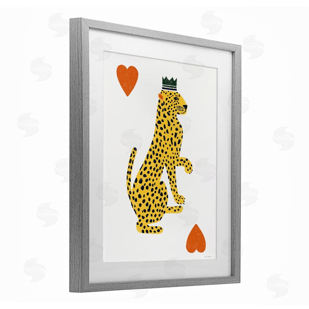Svetlana Aleynikova Leopard & Hearts Card Gray Framed Print Under Glass Wall Art