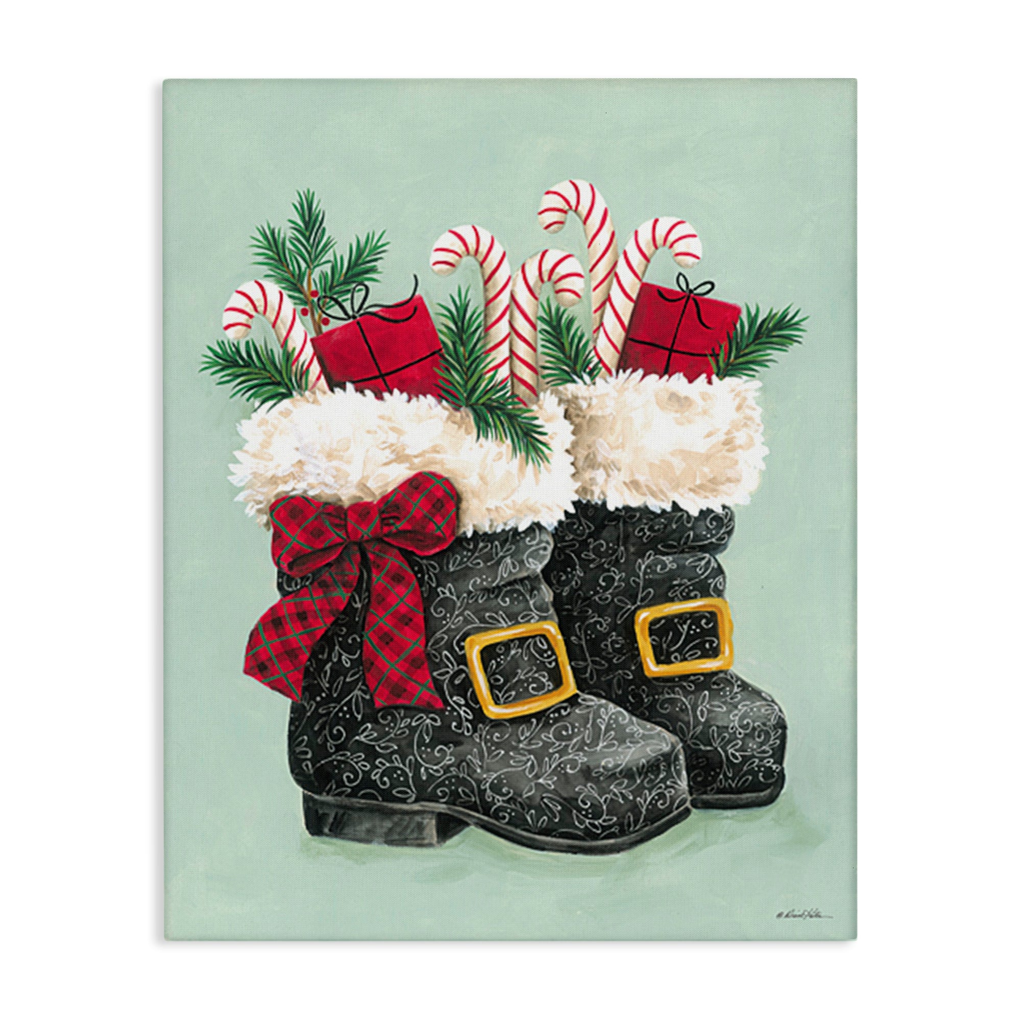 Diane Kater Festive Holiday Boots Canvas Wall Art Print