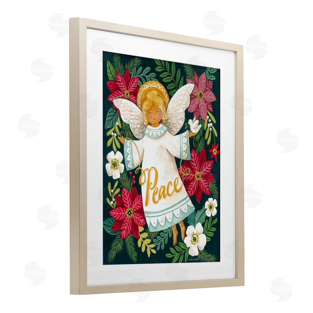 Diane Kater Angel with Peace & Botanicals Brown Framed Print Under Glass Wall Art