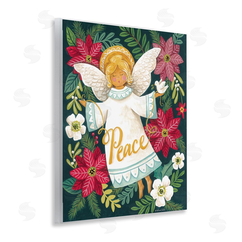 Diane Kater Angel with Peace & Botanicals Wooden Wall Plaque Art Print