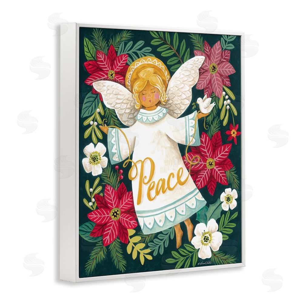 Diane Kater Angel with Peace & Botanicals White Framed Giclee Print Wall Art