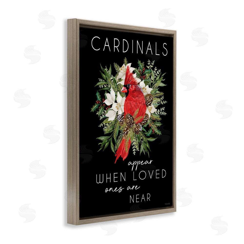 Cindy Jacobs Cardinals Appear Seasonal Sentiment Brown Floating Frame Canvas Wall Art Print