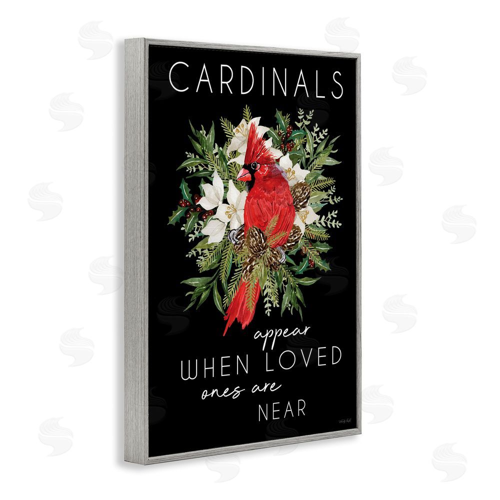 Cindy Jacobs Cardinals Appear Seasonal Sentiment Gray Framed Giclee Print Wall Art