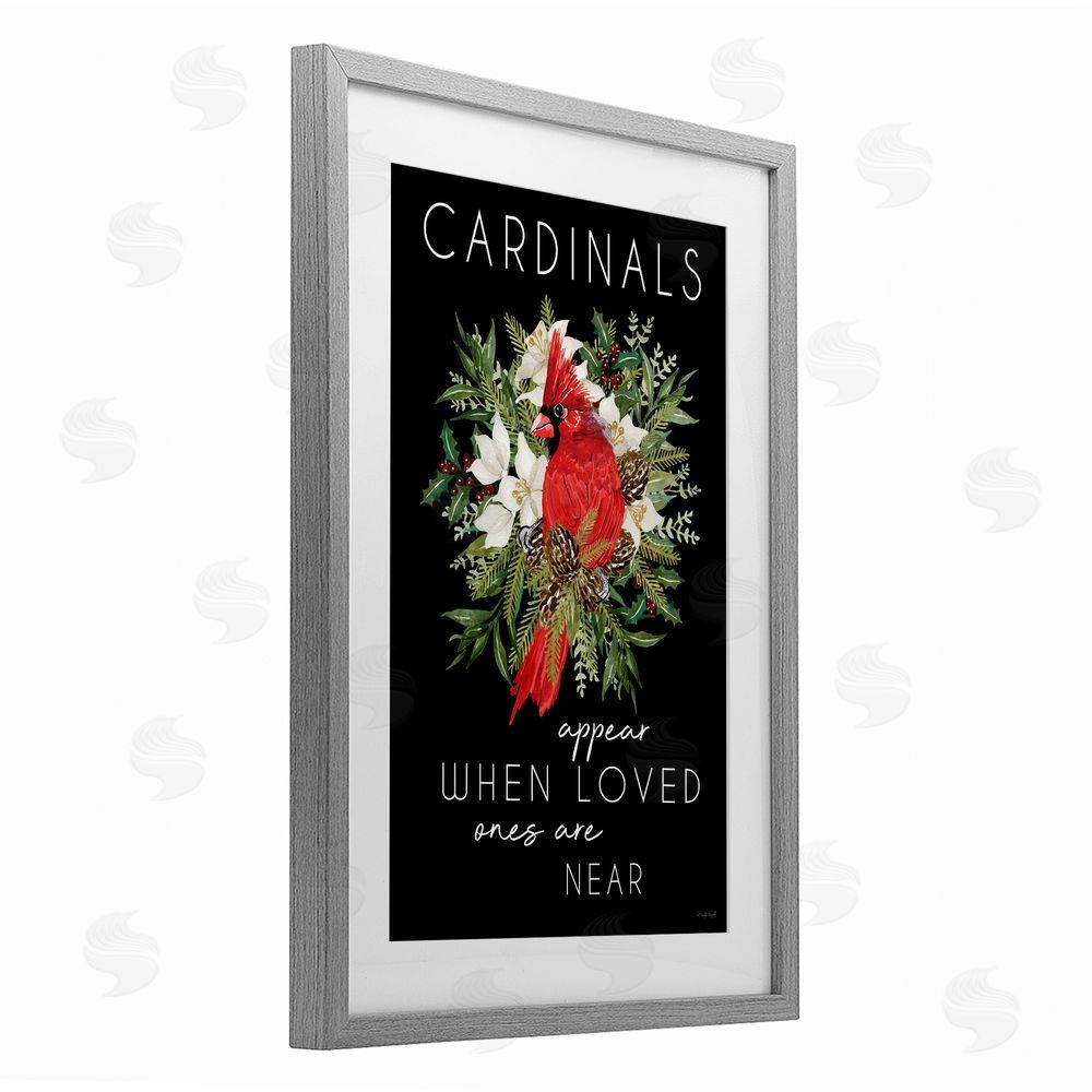 Cindy Jacobs Cardinals Appear Seasonal Sentiment Gray Framed Print Under Glass Wall Art
