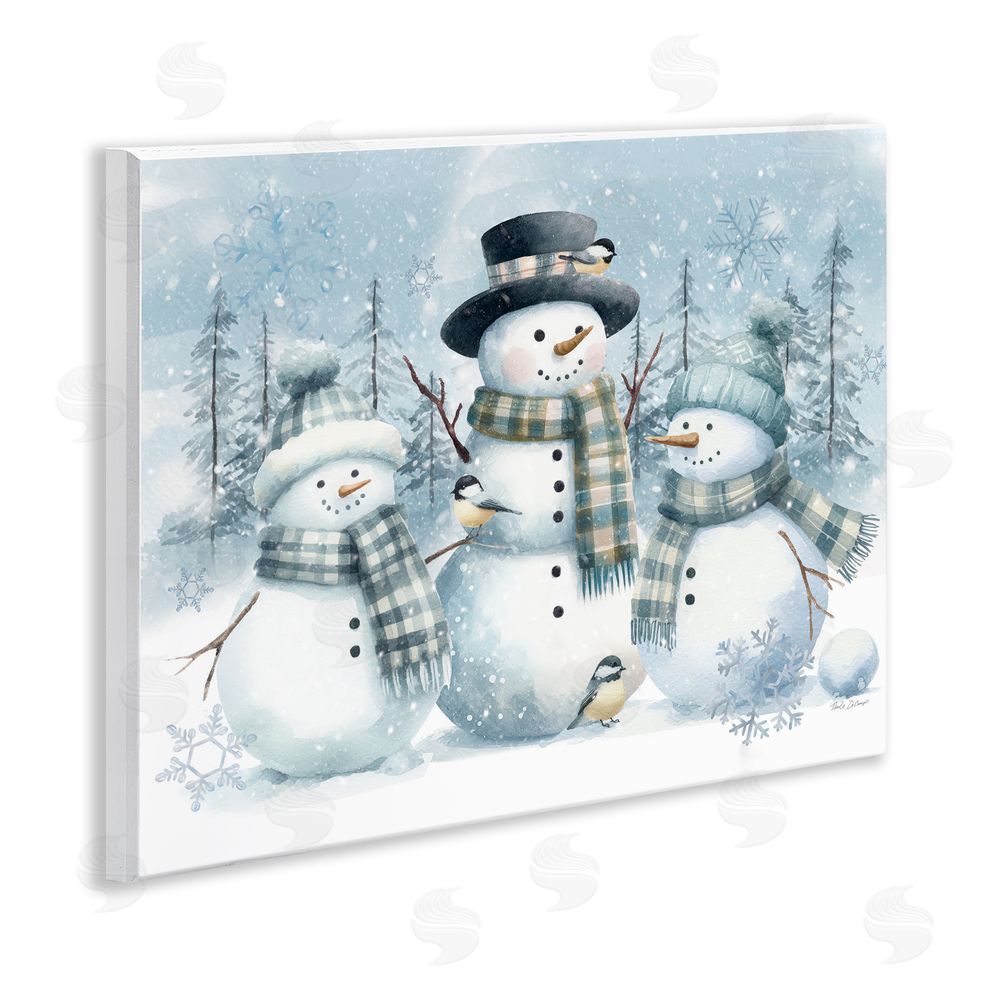 Nicole DeCamp Snowmen Trio and Bird Wall Plaque Art Print