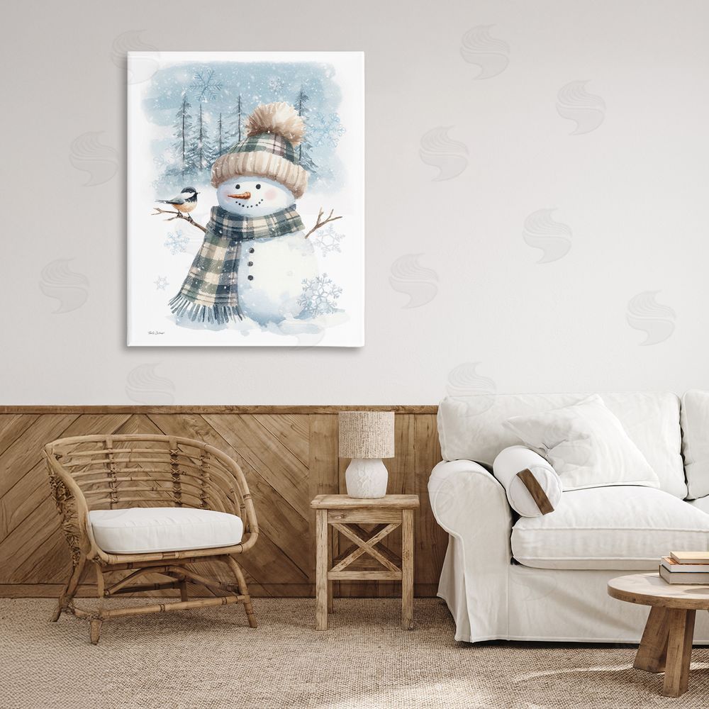 Nicole DeCamp Snowman in Winter Scene Canvas Art on Wall