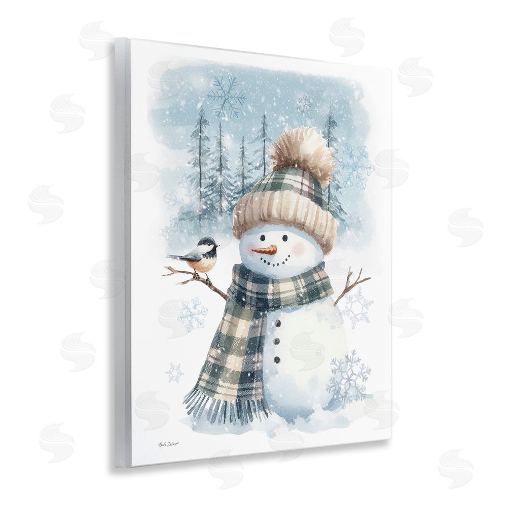 Nicole DeCamp Snowman in Winter Scene Wall Plaque Art Print