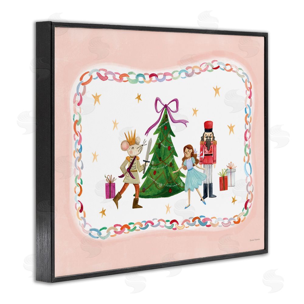Rachel Nieman Festive Characters & Christmas Tree Black Framed Giclee Wall Art Print