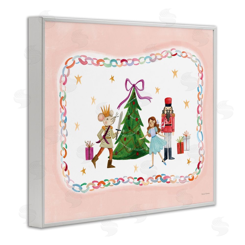 Rachel Nieman Festive Characters & Christmas Tree White Framed Giclee Wall Art Print