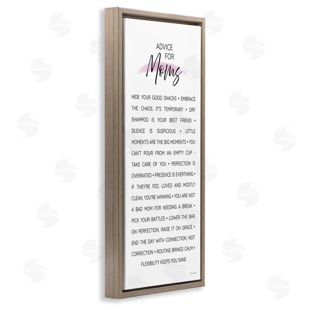 Susan Ball Advice For Moms Sentiments Brown Floating Frame Canvas Wall Art Print