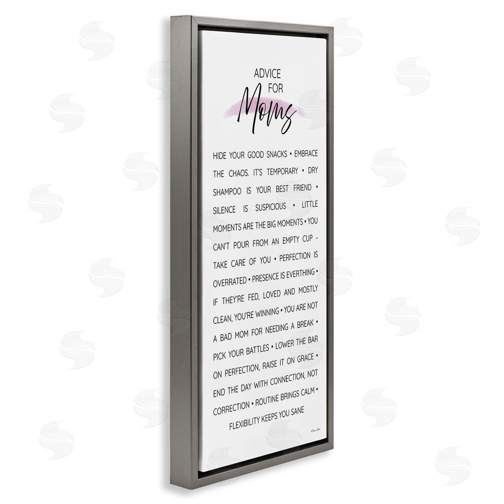 Susan Ball Advice For Moms Sentiments Gray Floating Frame Canvas Wall Art Print