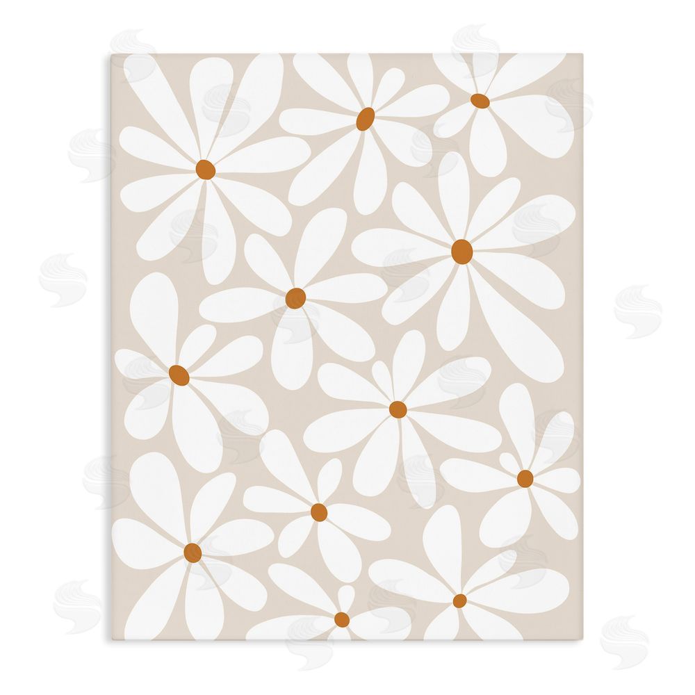 Susan Ball Beige & White Daisies Stretched Canvas Wall Art Print
