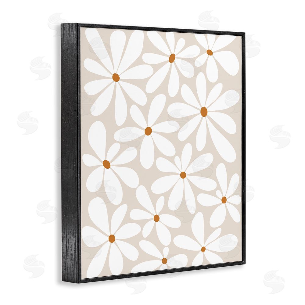 Susan Ball Beige & White Daisies Black Framed Giclee Wall Art Print