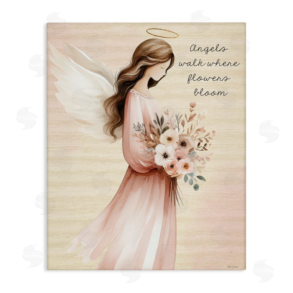 Nicole DeCamp Angels Walk Where Flowers Bloom Stretched Canvas Wall Art Print