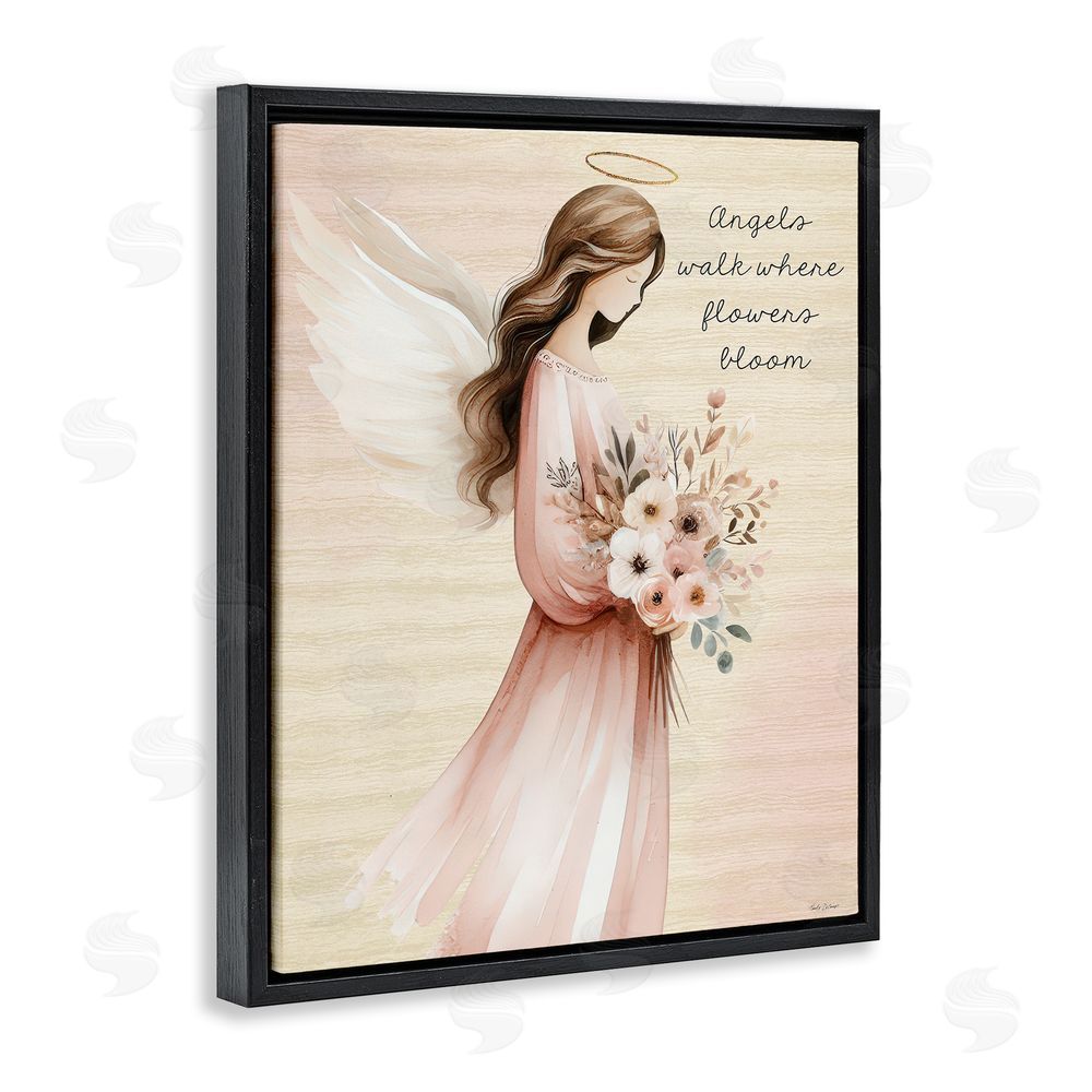 Nicole DeCamp Angels Walk Where Flowers Bloom Black Floating Frame Canvas Wall Art Print