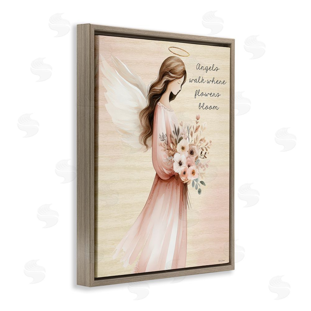 Nicole DeCamp Angels Walk Where Flowers Bloom Brown Floating Frame Canvas Wall Art Print