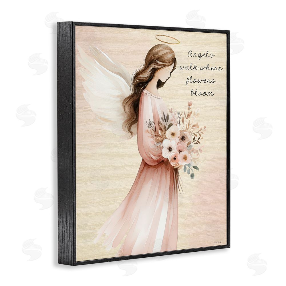 Nicole DeCamp Angels Walk Where Flowers Bloom Black Framed Giclee Wall Art Print