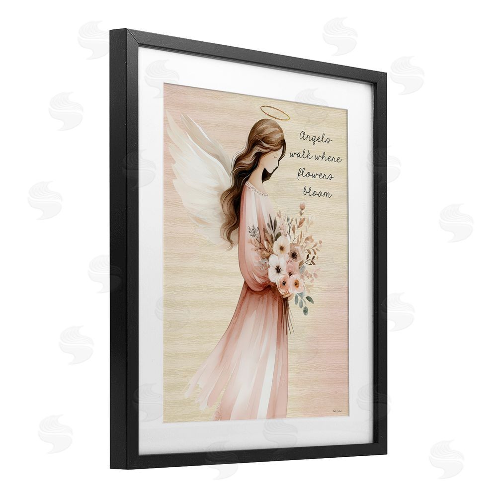 Nicole DeCamp Angels Walk Where Flowers Bloom Black Framed Print Under Glass Wall Art