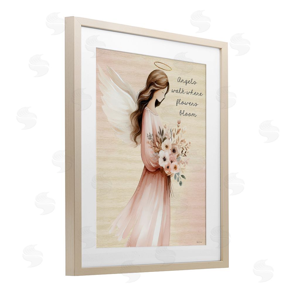 Nicole DeCamp Angels Walk Where Flowers Bloom Brown Framed Print Under Glass Wall Art