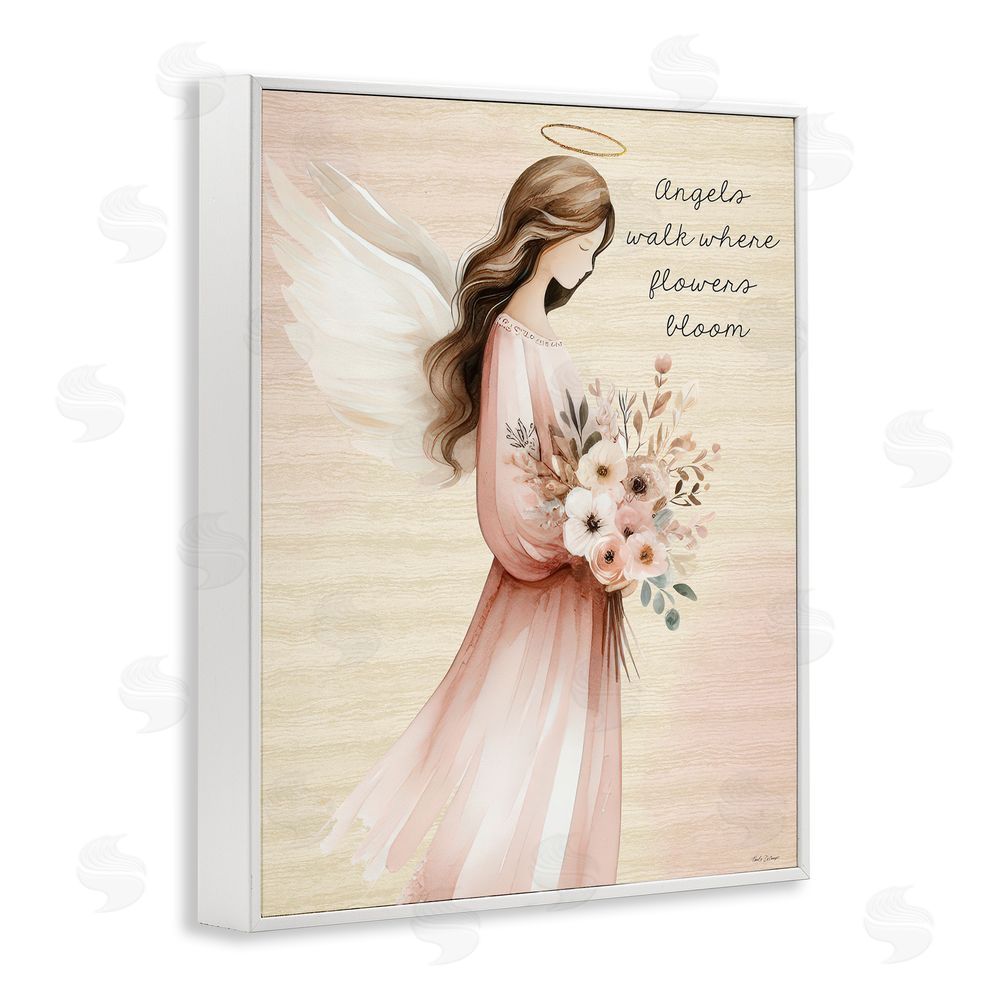Nicole DeCamp Angels Walk Where Flowers Bloom White Framed Giclee Wall Art Print