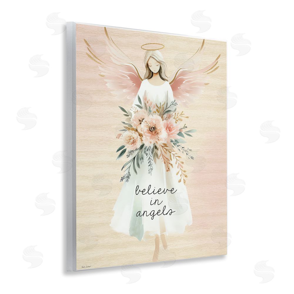 Nicole DeCamp Believe In Angels Sentiment Wooden Wall Plaque Art Print