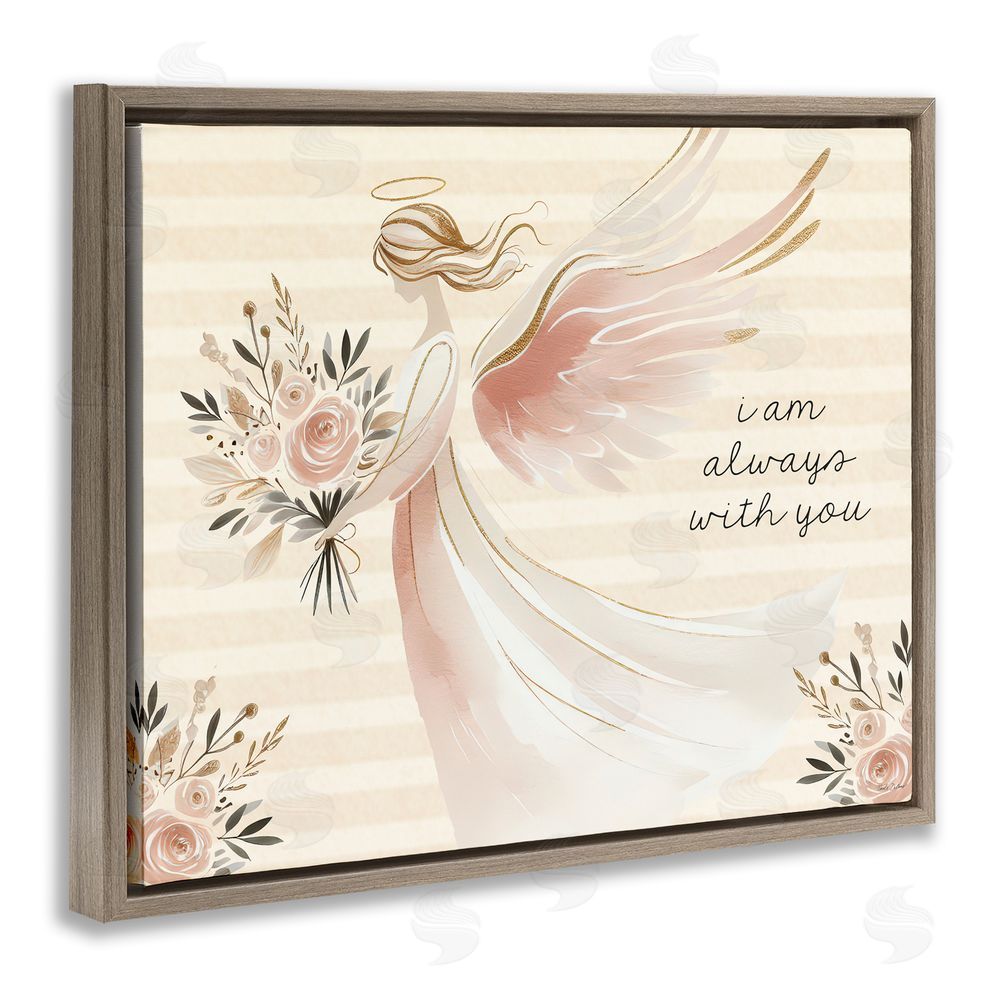 Nicole DeCamp Angel Always With You Brown Floating Frame Canvas Wall Art Print