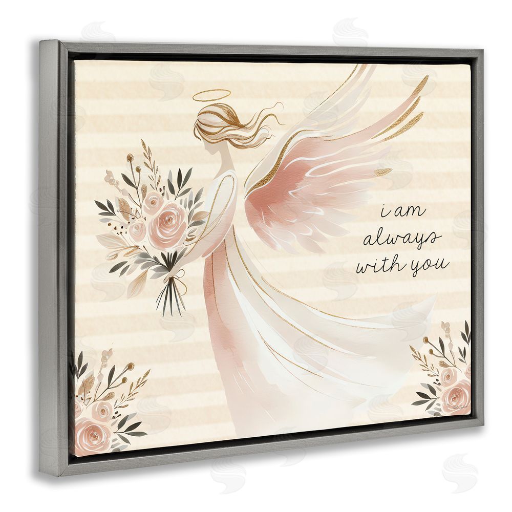 Nicole DeCamp Angel Always With You Gray Floating Frame Canvas Wall Art Print