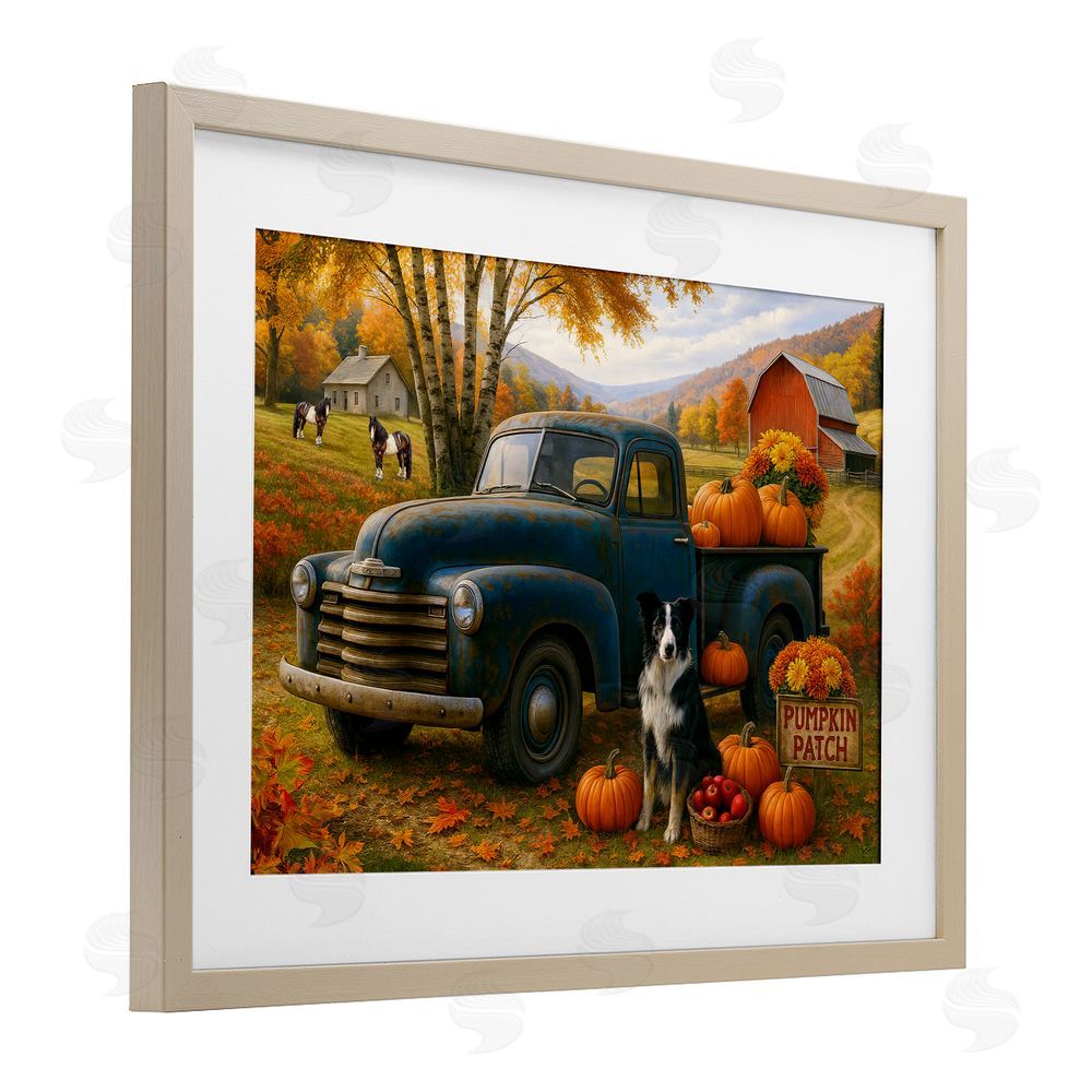 Tom Crehan Autumnal Farmland Collie Dog Brown Framed Print Under Glass Wall Art