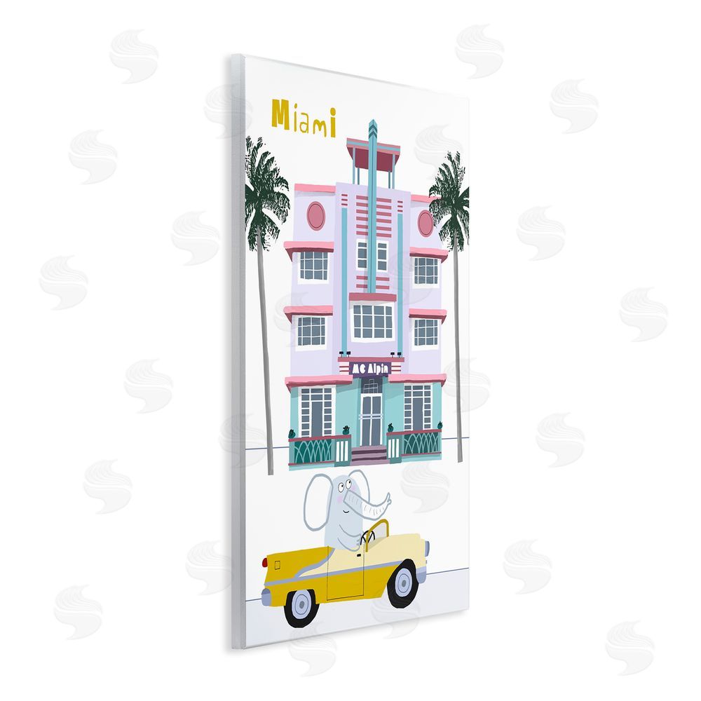 Carla Daly Elephant & Miami Hotel Wooden Wall Plaque Art Print