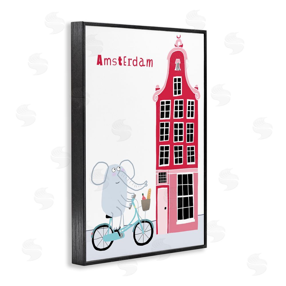 Carla Daly Elephant & Amsterdam Building Black Framed Giclee Print Wall Art