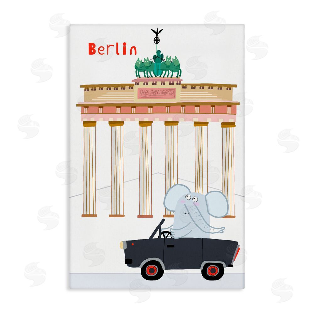 Carla Daly Elephant & Berlin Architecture Stretched Canvas Wall Art Print