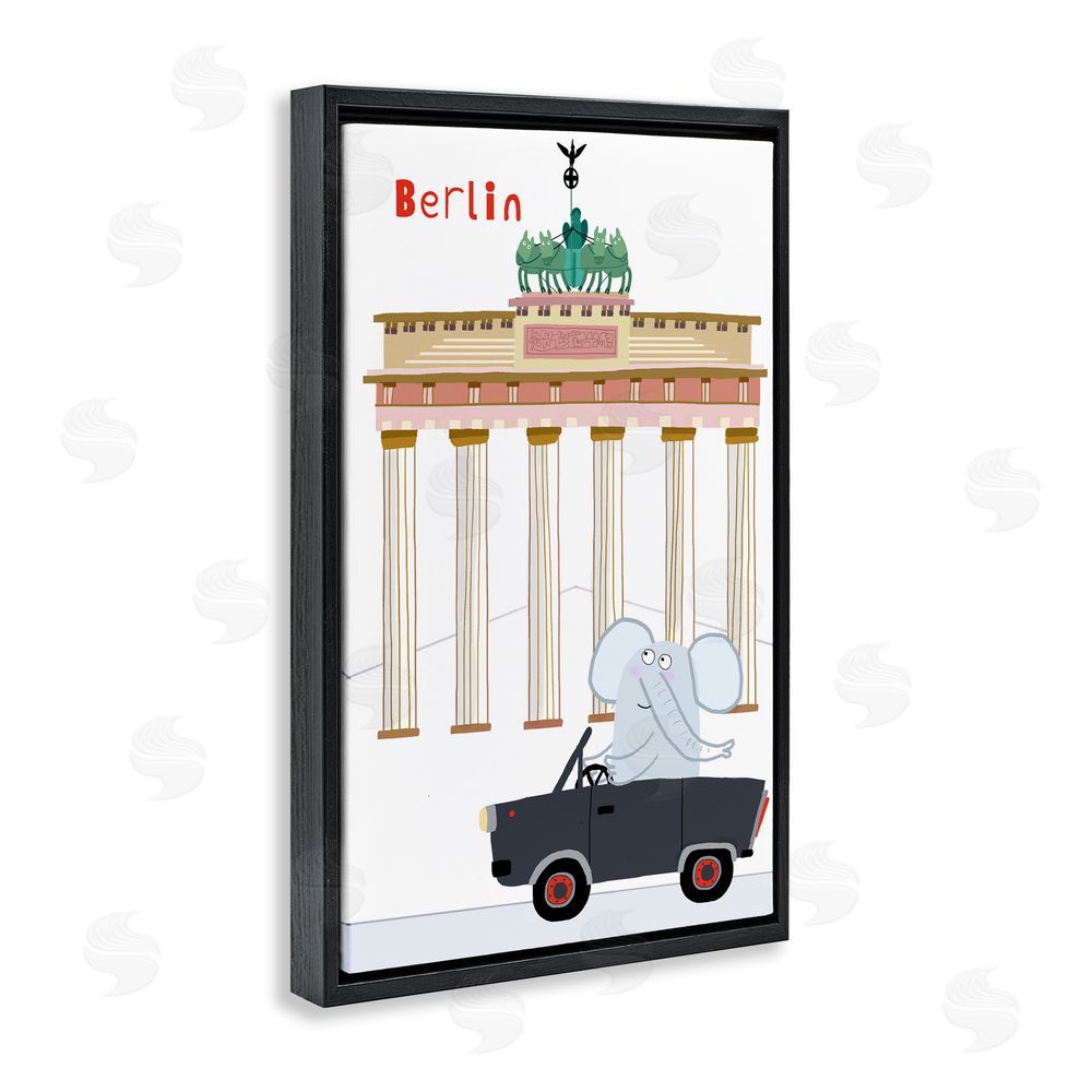 Carla Daly Elephant & Berlin Architecture Black Floating Frame Canvas Wall Art Print