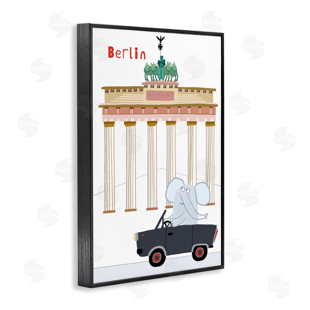 Carla Daly Elephant & Berlin Architecture Black Framed Giclee Print Wall Art