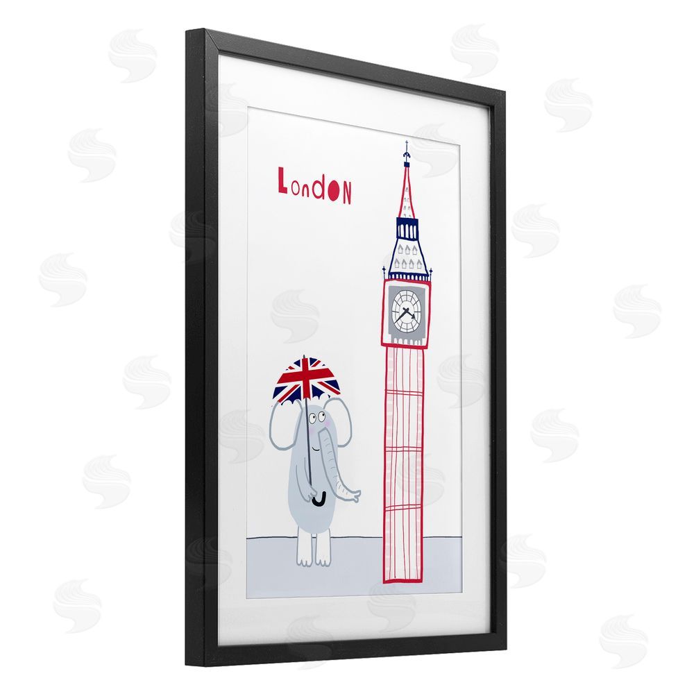 Carla Daly Elephant & Big Ben London Black Framed Print Under Glass Wall Art