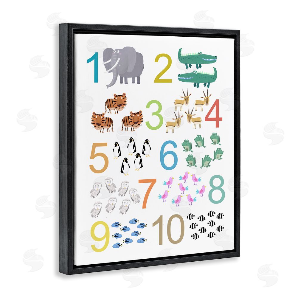 Carla Daly Kid's Counting Animals Black Floating Frame Canvas Wall Art Print