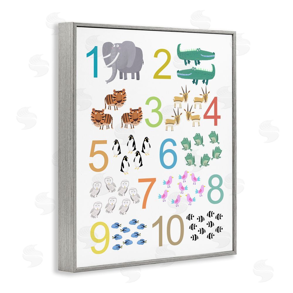 Carla Daly Kid's Counting Animals Gray Framed Giclee Print Wall Art