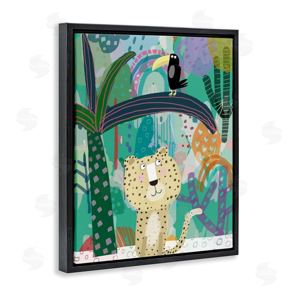 Carla Daly Jungle Cheetah & Toucan Black Floating Frame Canvas Wall Art Print