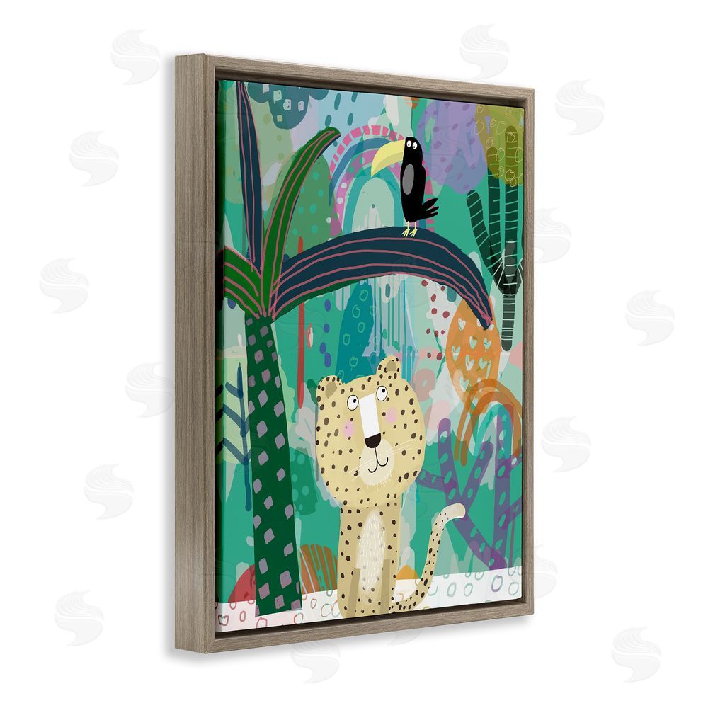 Carla Daly Jungle Cheetah & Toucan Brown Floating Frame Canvas Wall Art Print