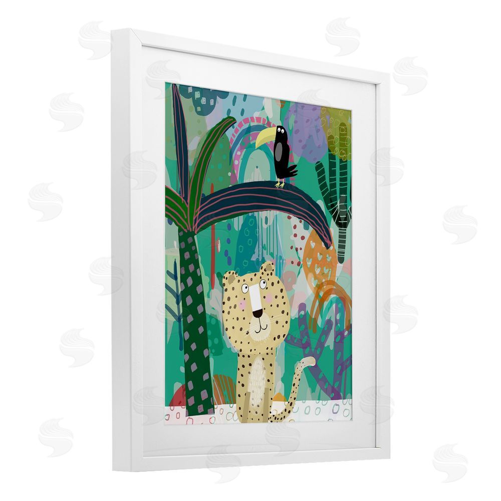 Carla Daly Jungle Cheetah & Toucan White Framed Print Under Glass Wall Art