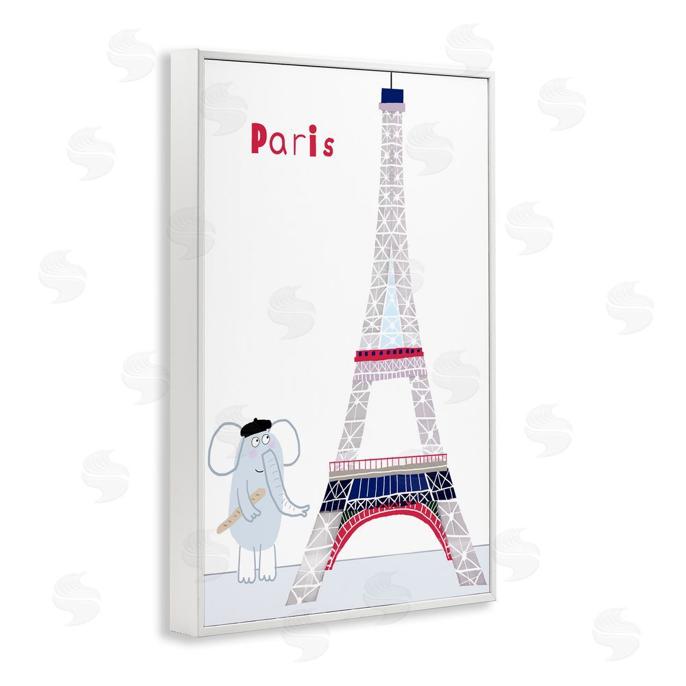 Carla Daly Elephant & Eiffel Tower White Framed Giclee Print Wall Art